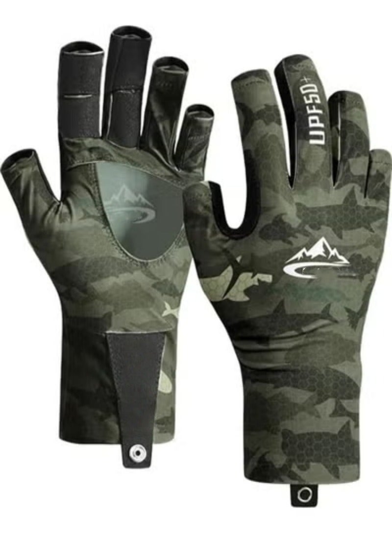 UPF50+ Sun Protection Gloves for Men Women 3/4 Fingerless Fishing Gloves UV Gloves for Kayaking, Rowing, Sailing, Canoeing, Paddling, Boating, Hiking, Driving, Hunting, Summer Outdoor Work - Image 1